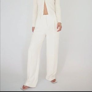 Aritzia White Wide-Leg Trousers